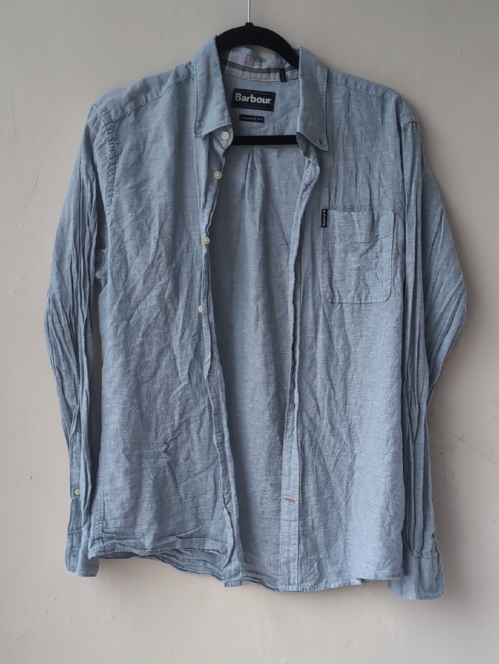 Barbour Pale Blue Casual Long-Sleeve Button-Down Shirt